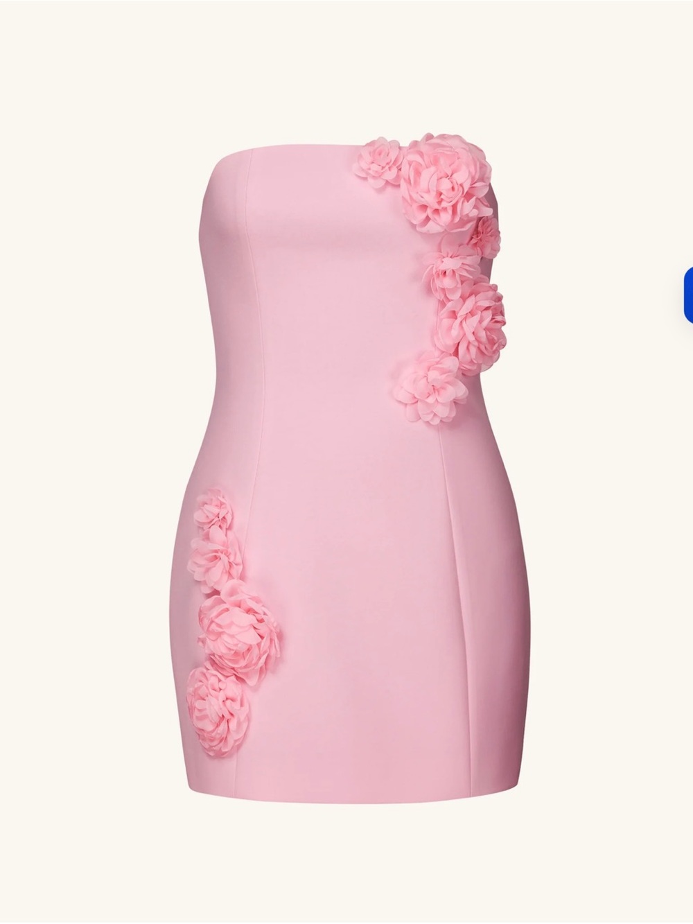 JW Pei Strapless Pink Floral Appliqué Mini Dress